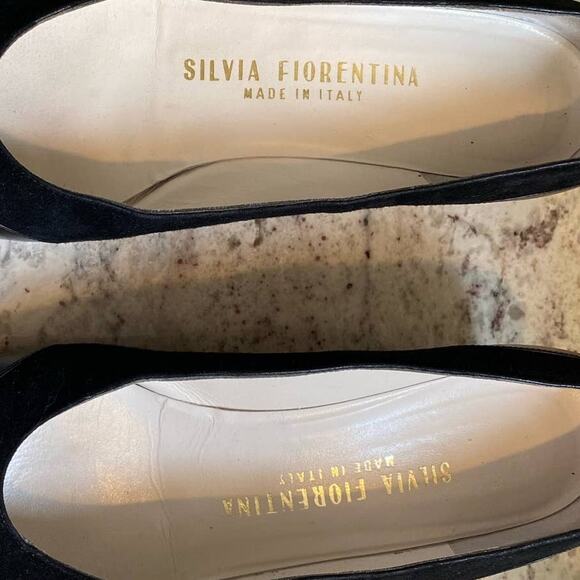Silvia Fiorentina Cap Toe Blk Luxury Suede Leather Spectator Heel Italy 9.5N - Picture 4 of 15